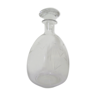 Carafe verre taillé deco feuillage