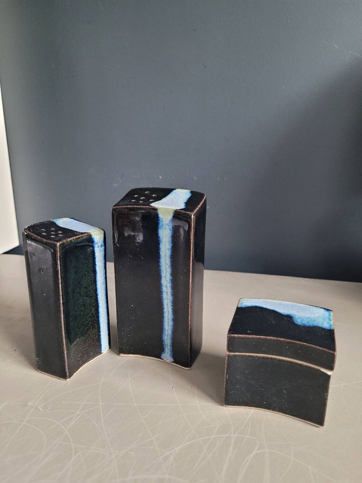 Vintage ceramic salt pepper mustard set