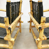Ensemble de 3 fauteuils de safari suédois de conception de midcentury et ottoman