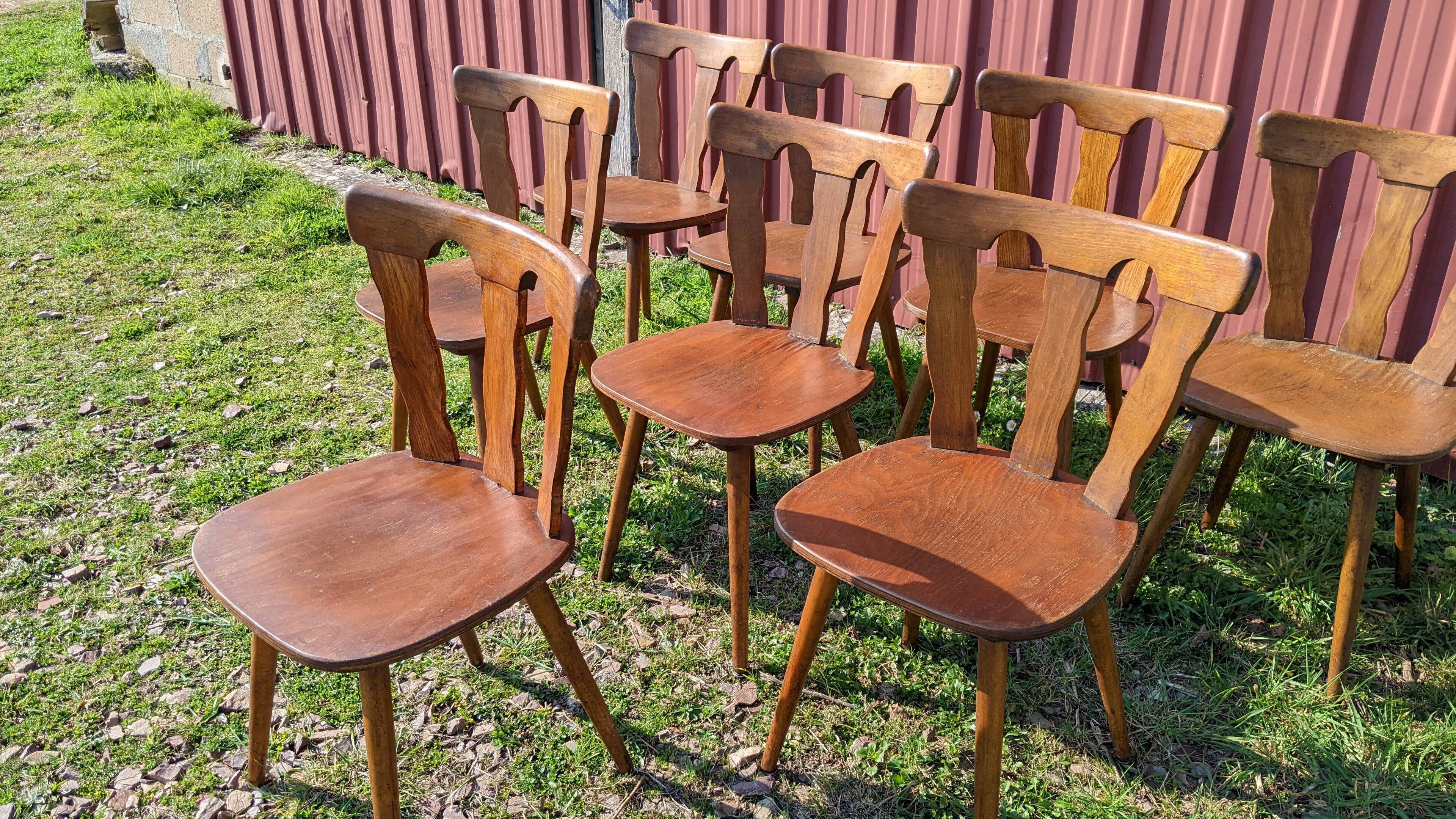 Série de 8 chaises de bistrot manufacture macorest kingersheim circa 1950