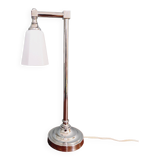 Desk lamp in chrome metal and white opaline