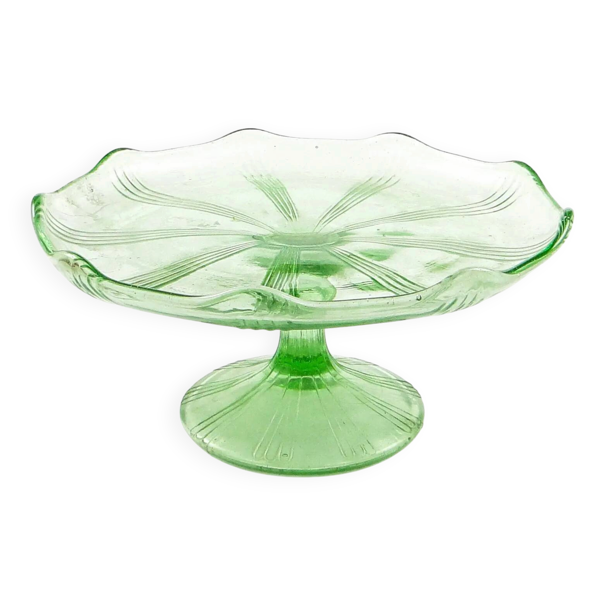 Art Deco cake stand, glass, Ząbkowice, Poland, 1970s