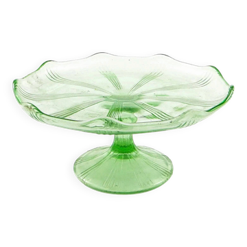 Art Deco cake stand, glass, Ząbkowice, Poland, 1970s