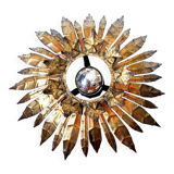 1960s golden brass sun ceiling light