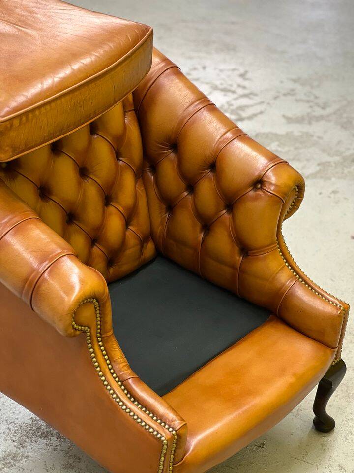 Vintage Chesterfield Regency Style Brown Leather Club Armchair