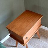 Scandinavian bedside table with compass legs