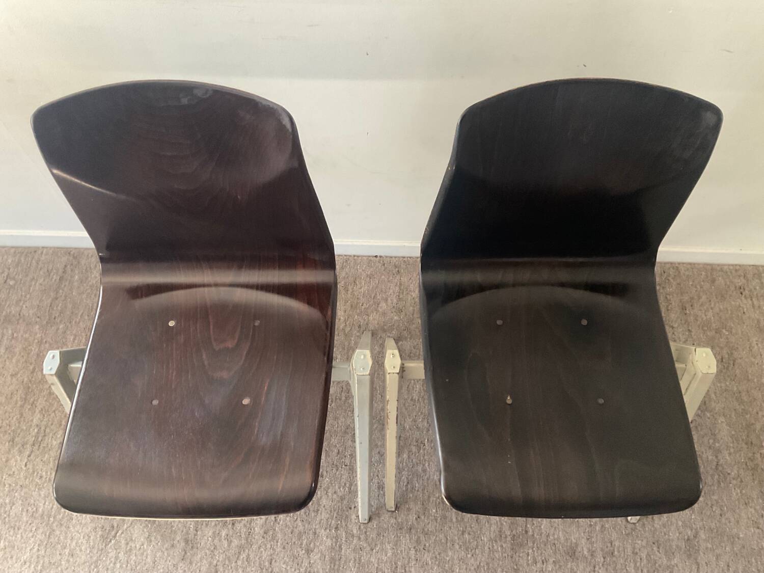 Pair of Pagholz-Germany industrial chairs from the 50s-60s