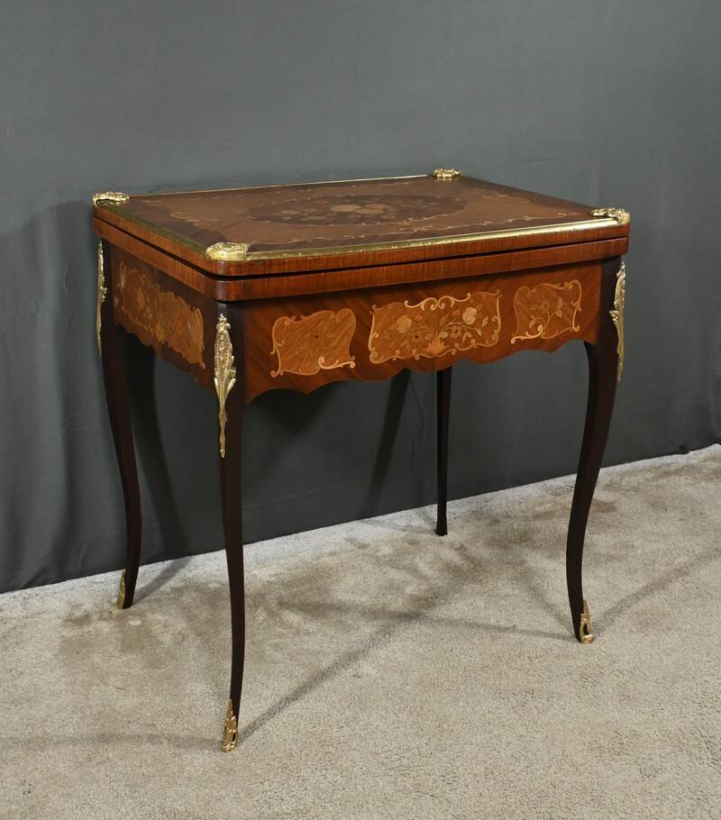 Mahogany Games Table, Louis XV/Louis XVI Transition Style – Late 19th Century