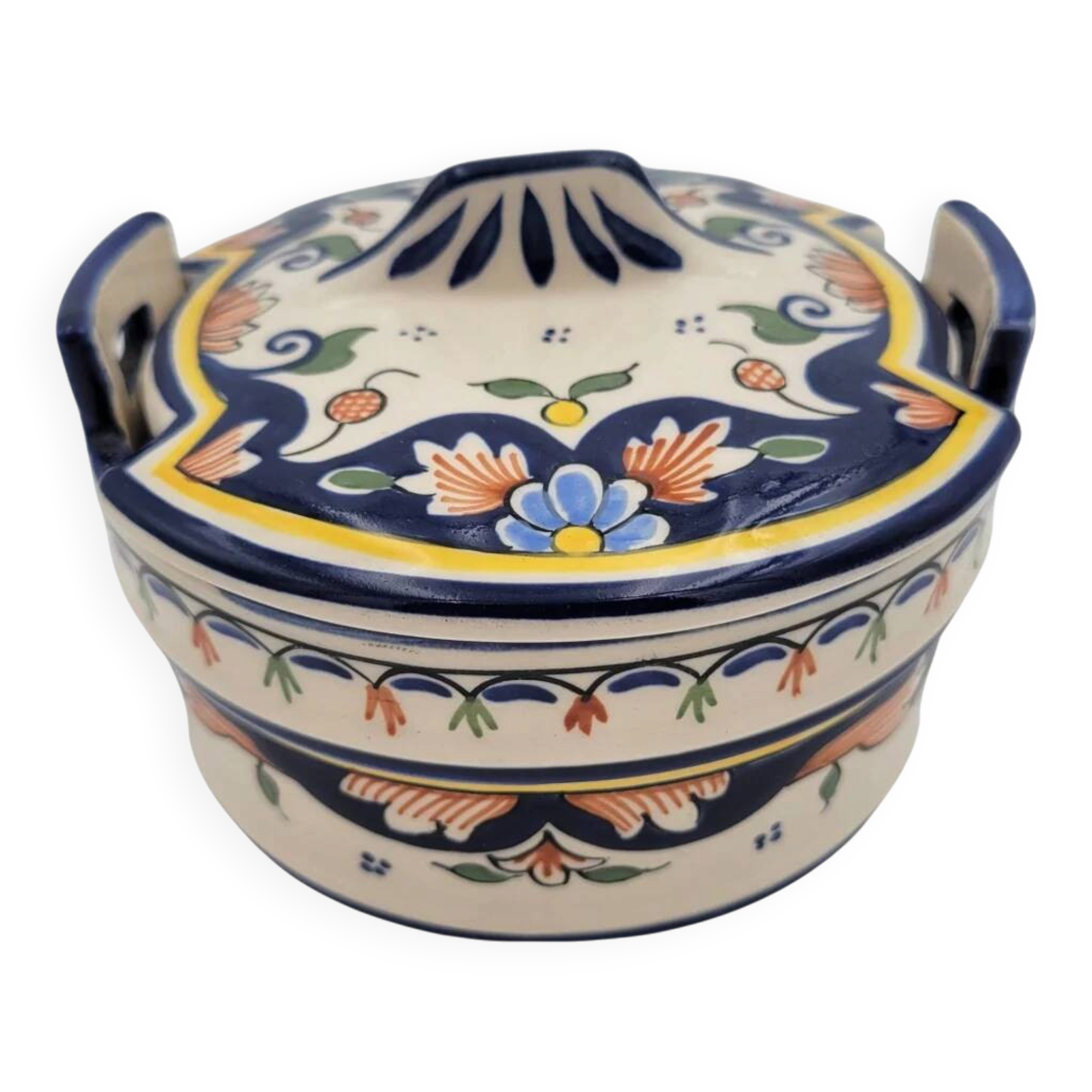 Pot avec couvercle en Porcelaine de Rouen