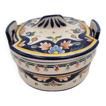 Pot avec couvercle en Porcelaine de Rouen