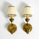 Two beautiful original Mid Century Modern floral wall lamps made of brass w