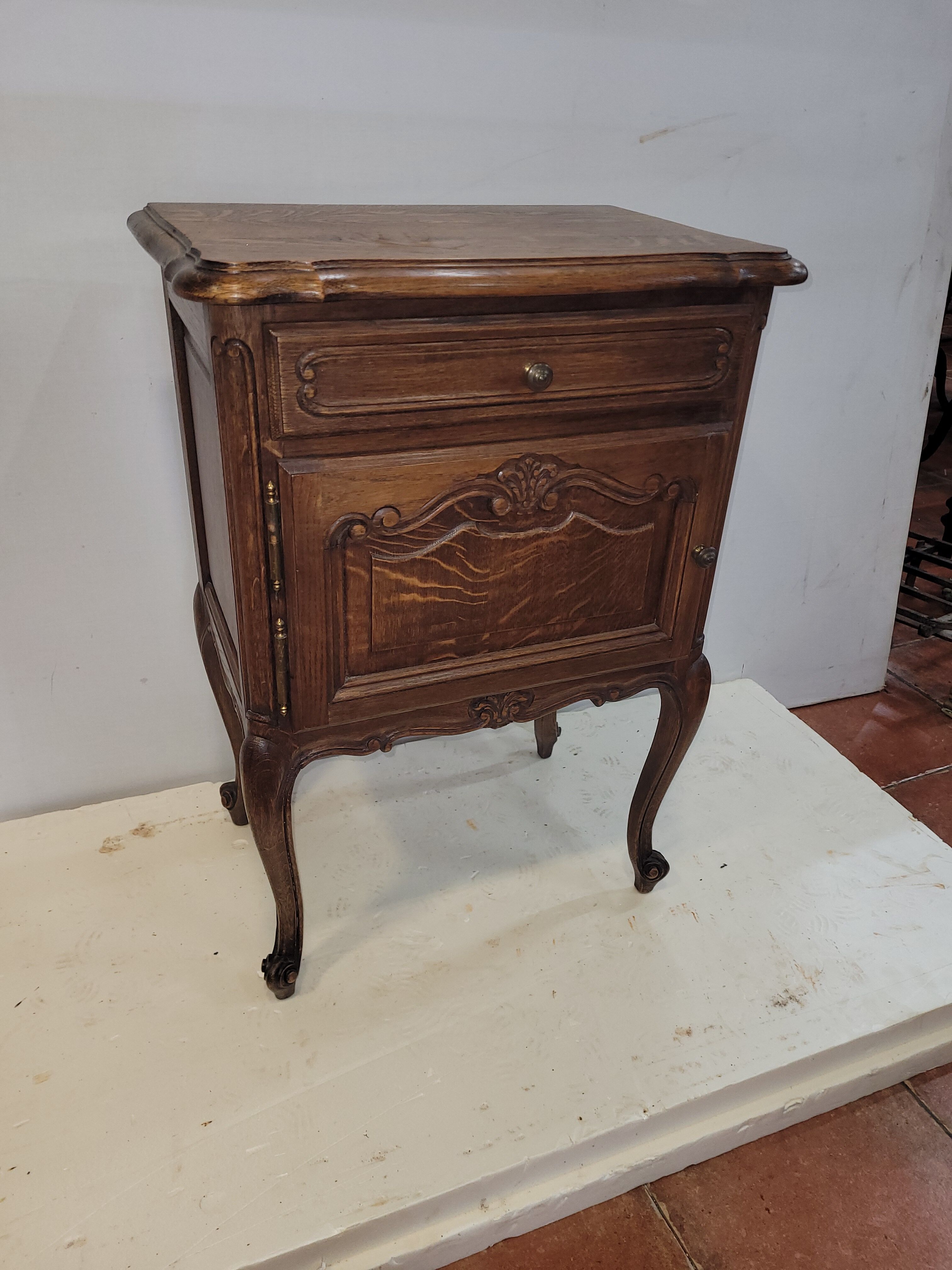 Louis XV style oak bedside table