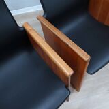 Set of 4 Segesta walnut and black letaher chairs Stildomus 1970s