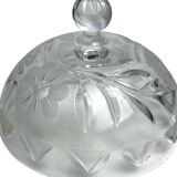 Tableware, engraved glass cheese dome from the 20th century.
