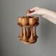 Egg cups on turned wooden legs, Scandinavian country decor
