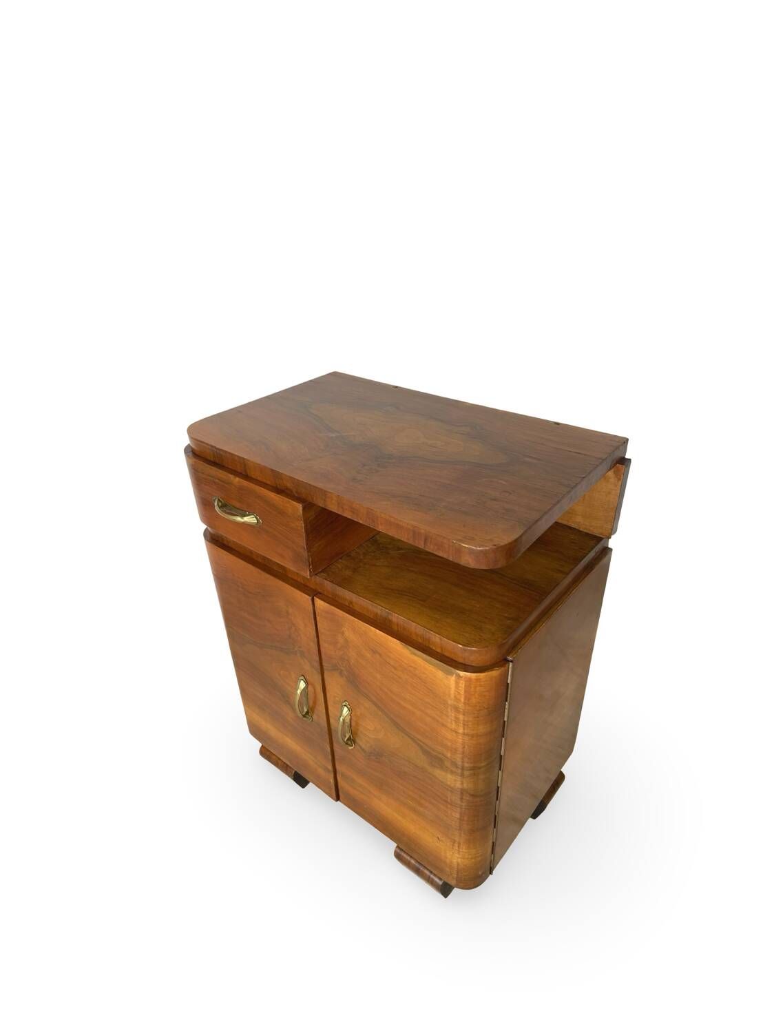 Tables de chevet Art déco italiennes en noyer, années 1940.