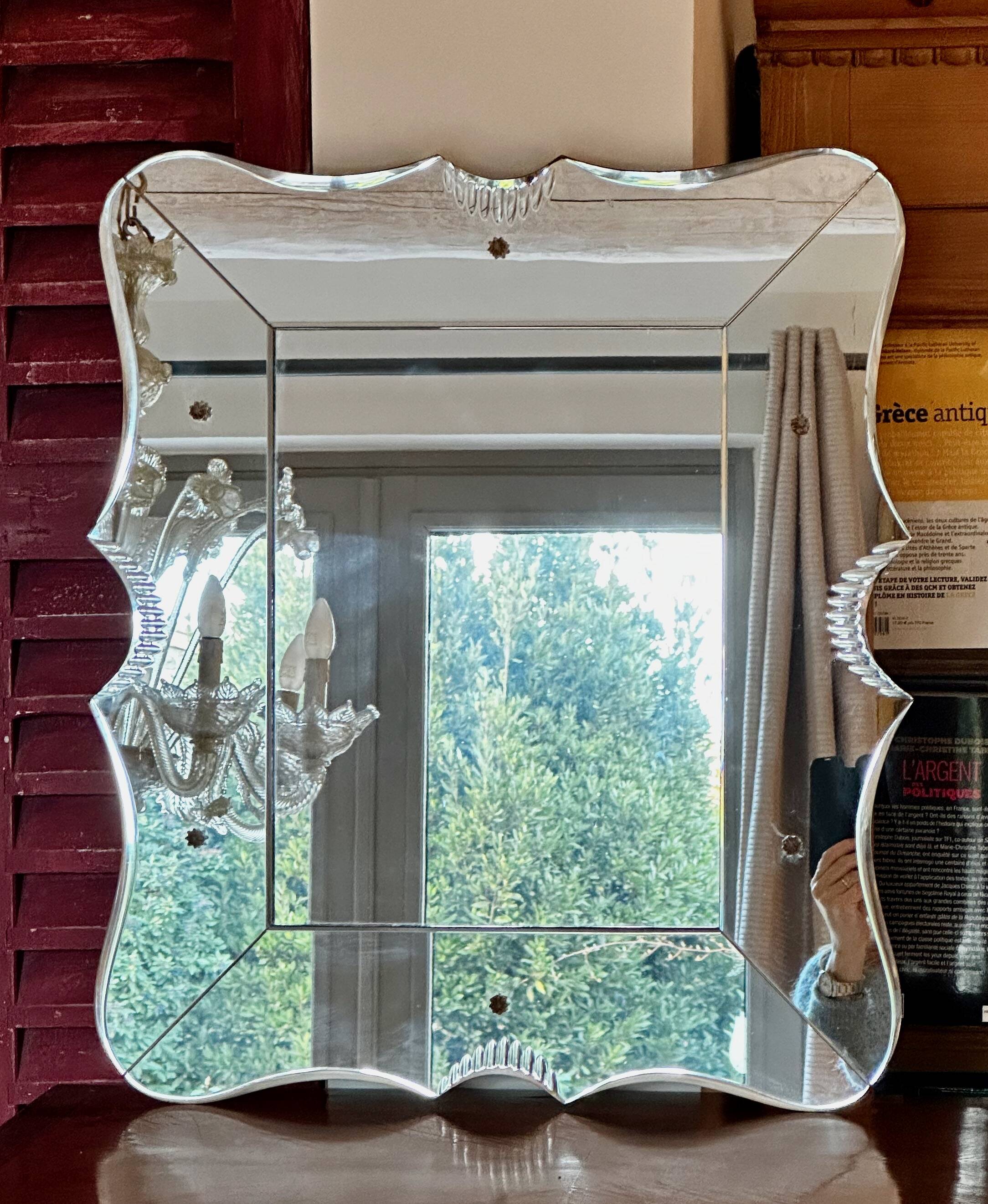 Venetian MIRROR in Murano beveled glass, Vintage