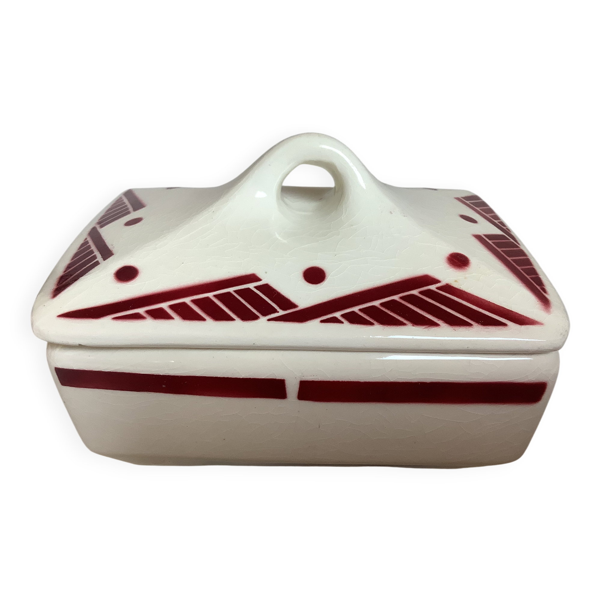 Burgundy geometric patterned catchall tray