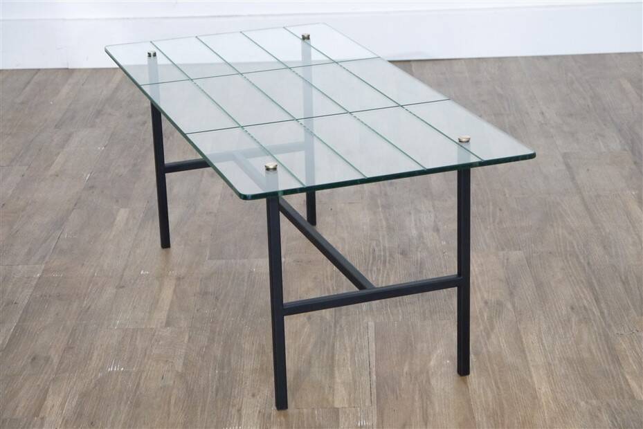 Modernist glass and metal coffee table 1950