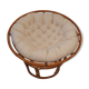 Fauteuil pivotant en rotin et coussin lin