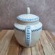 Antique teapot Terre de Fer Opaque from Sarreguemines – Blue checkerboard frieze