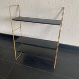 Vintage 1960 String wall shelf in black and gold - 60 x 48 cm