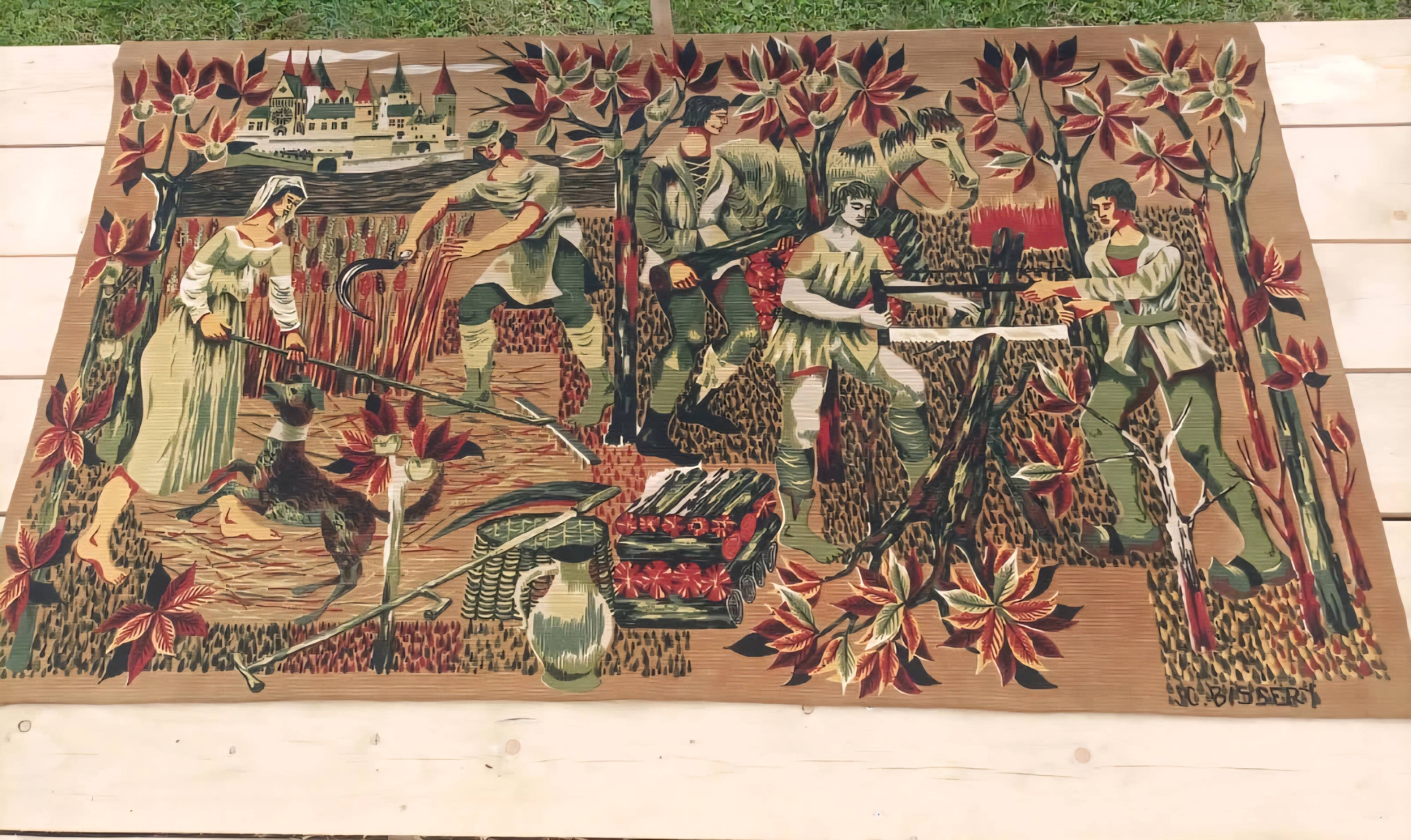 Art tapestry signed by Jean-Claude Bissery – Atelier Robert Four, Aubusson