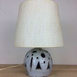 Brutalist ball lamp in openwork ceramic