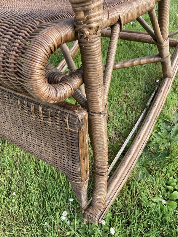 Ancien rocking-chair chair en rotin