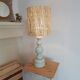 Lampe de table en bois vintage année 1980 revisitée