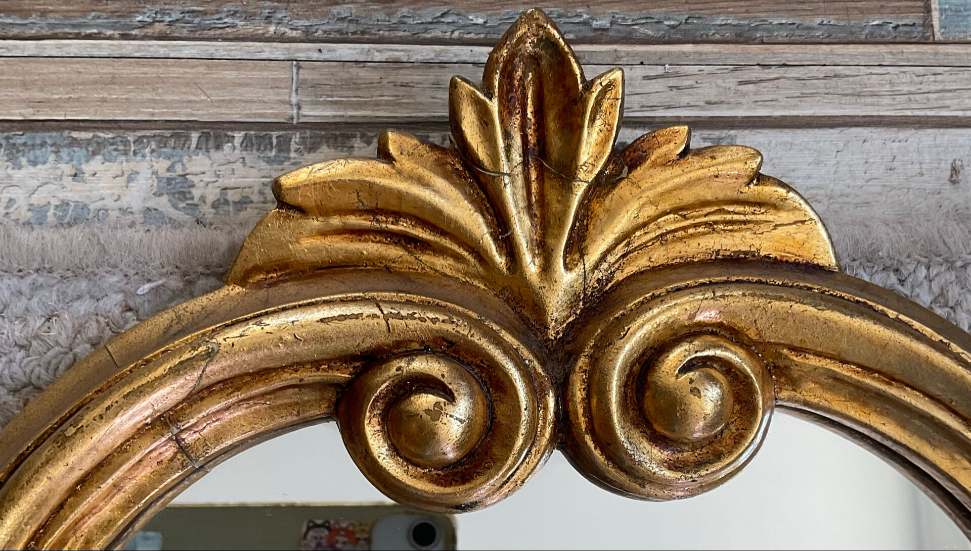 Vintage gold baroque mirror from the 1970s.