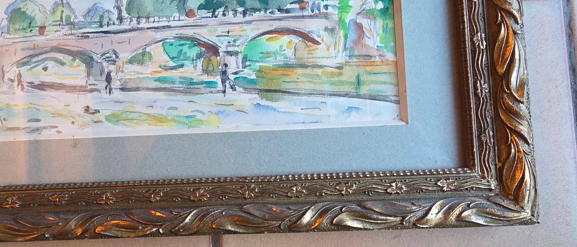 Fraye André Watercolour Notre Dame de Paris View from the Quays of the Seine XXth