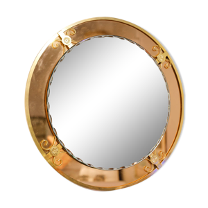 Miroir rond verre rose