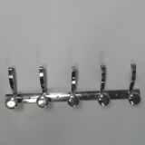 Aluminum vintage wall coat rack with 5 hooks, 1950s