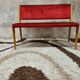 Two-seater red velvet bench 1970 vintage