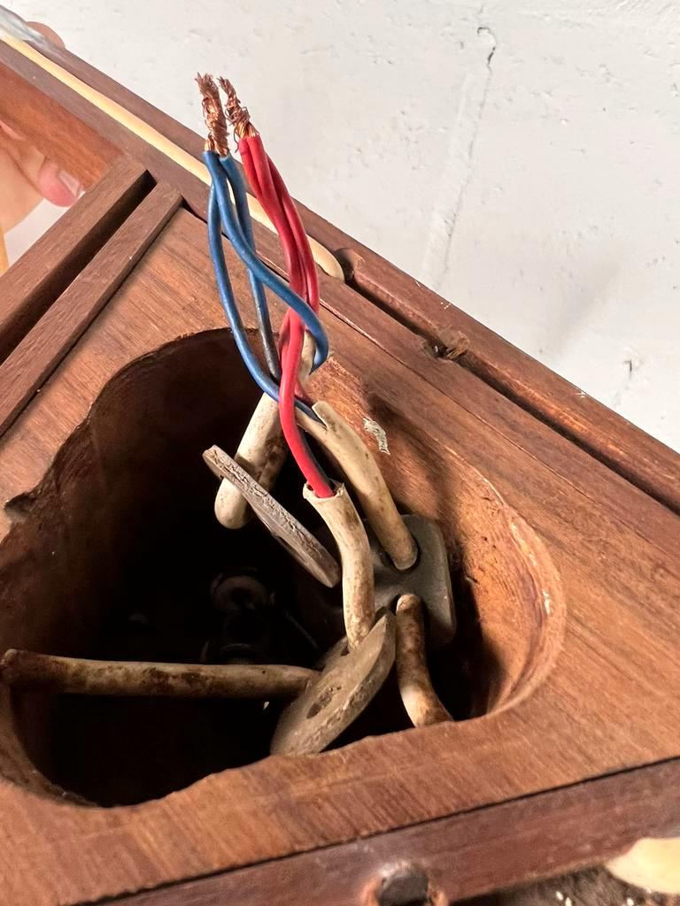 Vintage ceiling lamp with wood accent