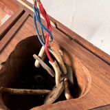 Vintage ceiling lamp with wood accent