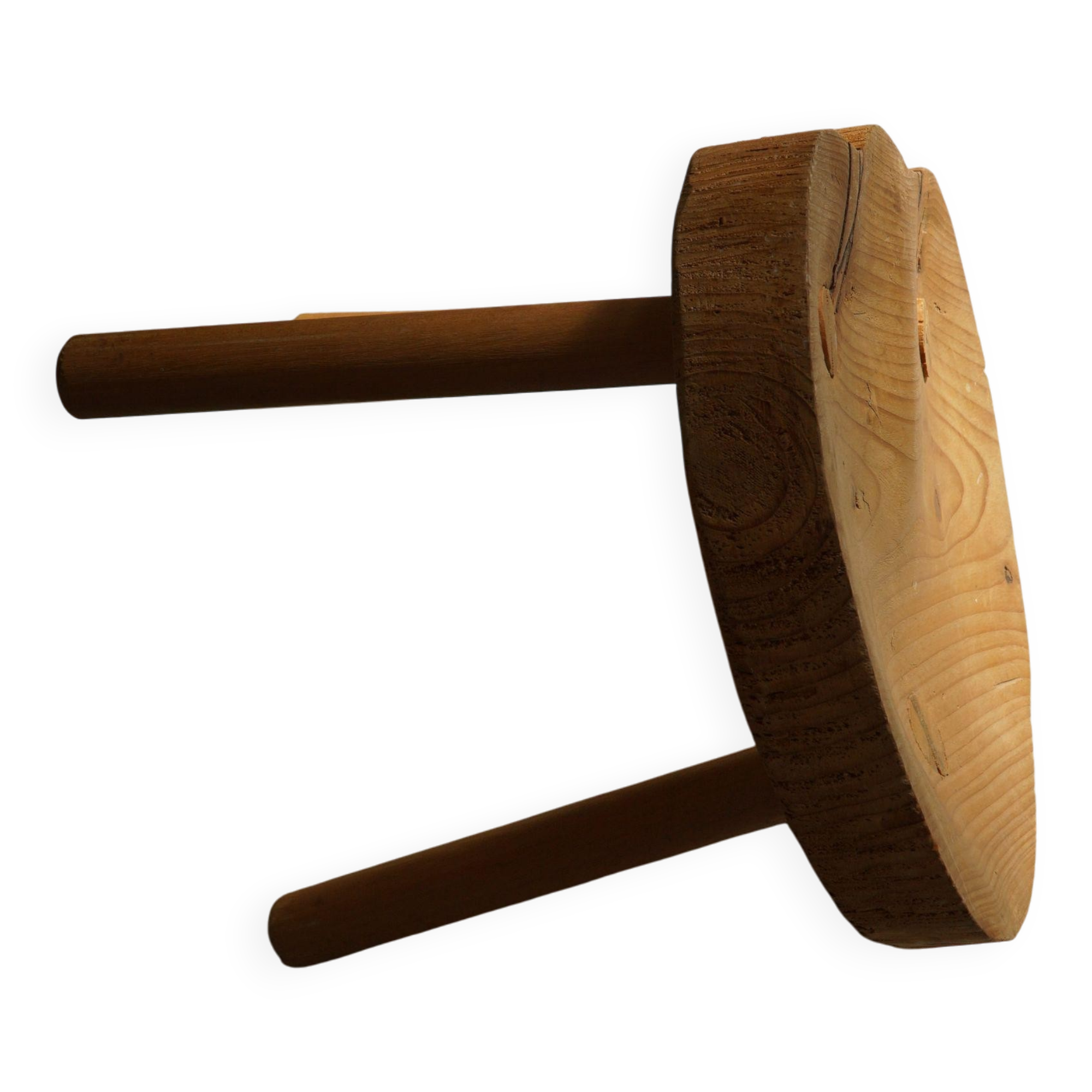 Tripod stool in solid pine, by a Swedish cabinetmaker, mid-century, around the 1960s.