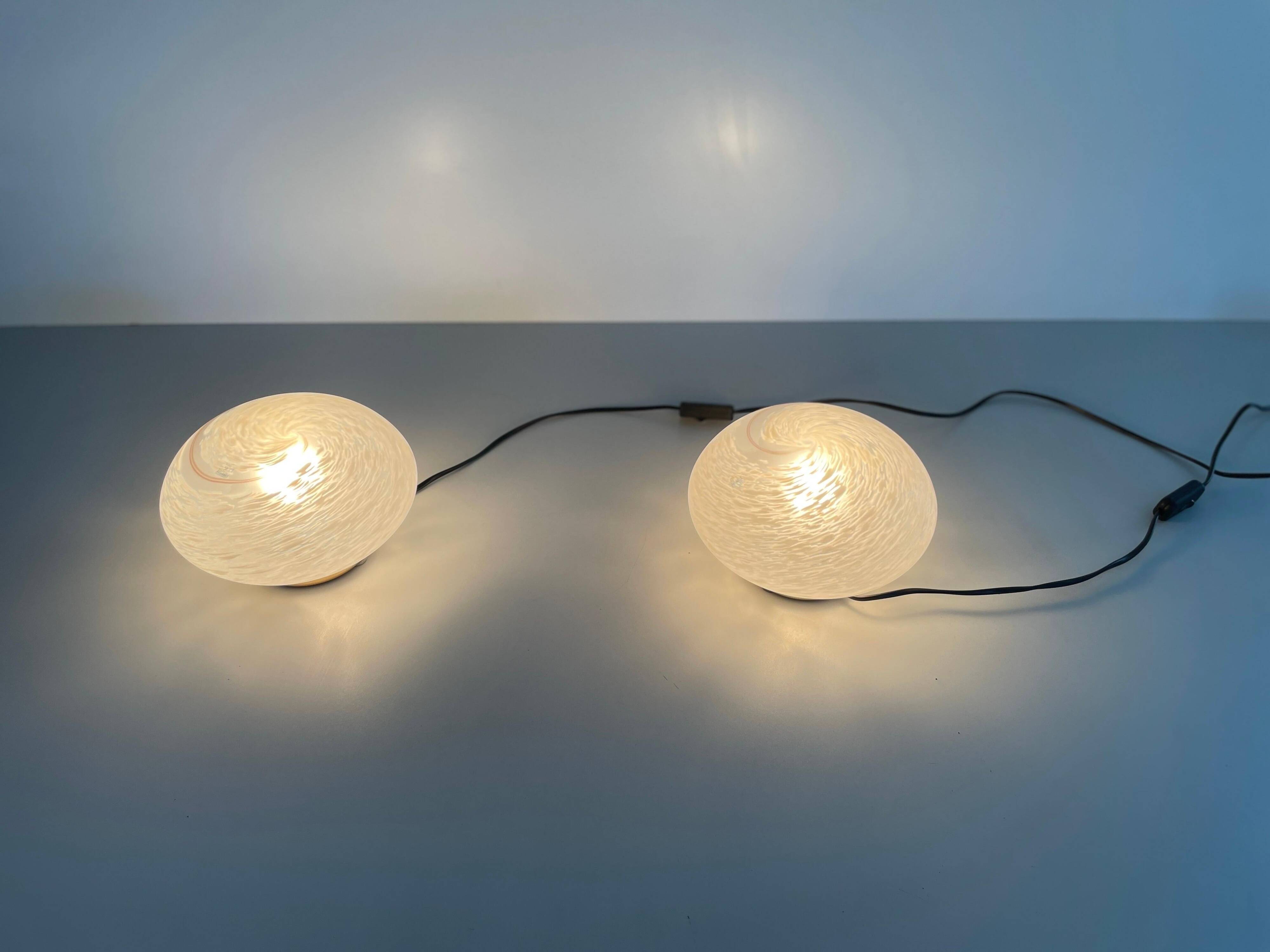 Pair of mid-century glass table lamps by Vetri Murano, 1960s, Italy.
