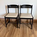 Paire de chaises noires + simili blanc