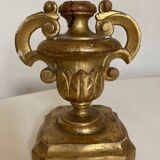 Acanthus candle holder in gilded wood 19th Naples Italy