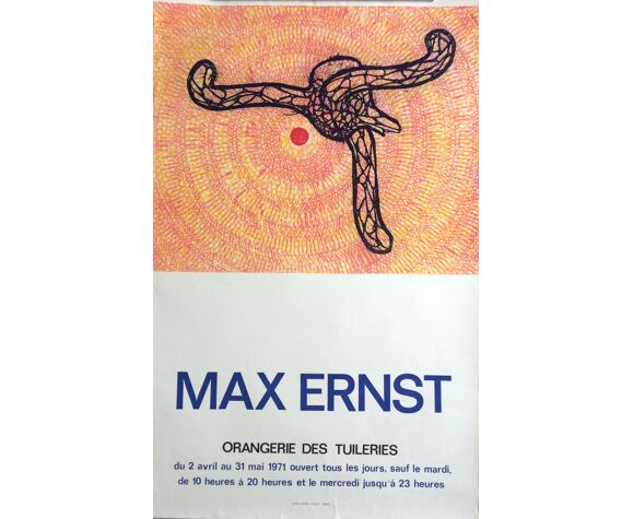Max ernst, orangerie des tuileries, 1971. affiche d'exposition originale |  Selency