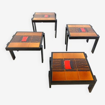 Tables gigognes vintage en céramique, 1960 - lot de 4