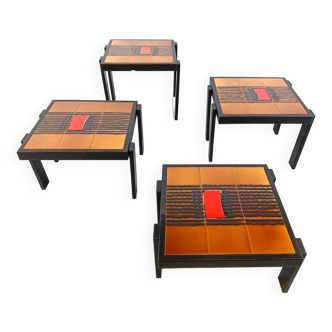 Vintage ceramic nesting tables, 1960s - set of 4