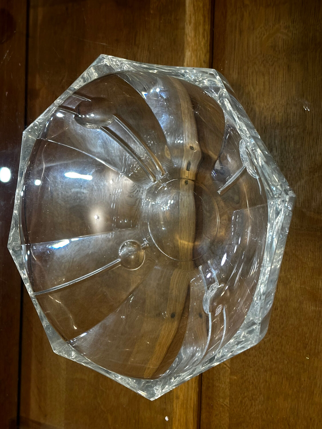 Hexagonal Crystal Bowl / Ashtray Art Deco Period