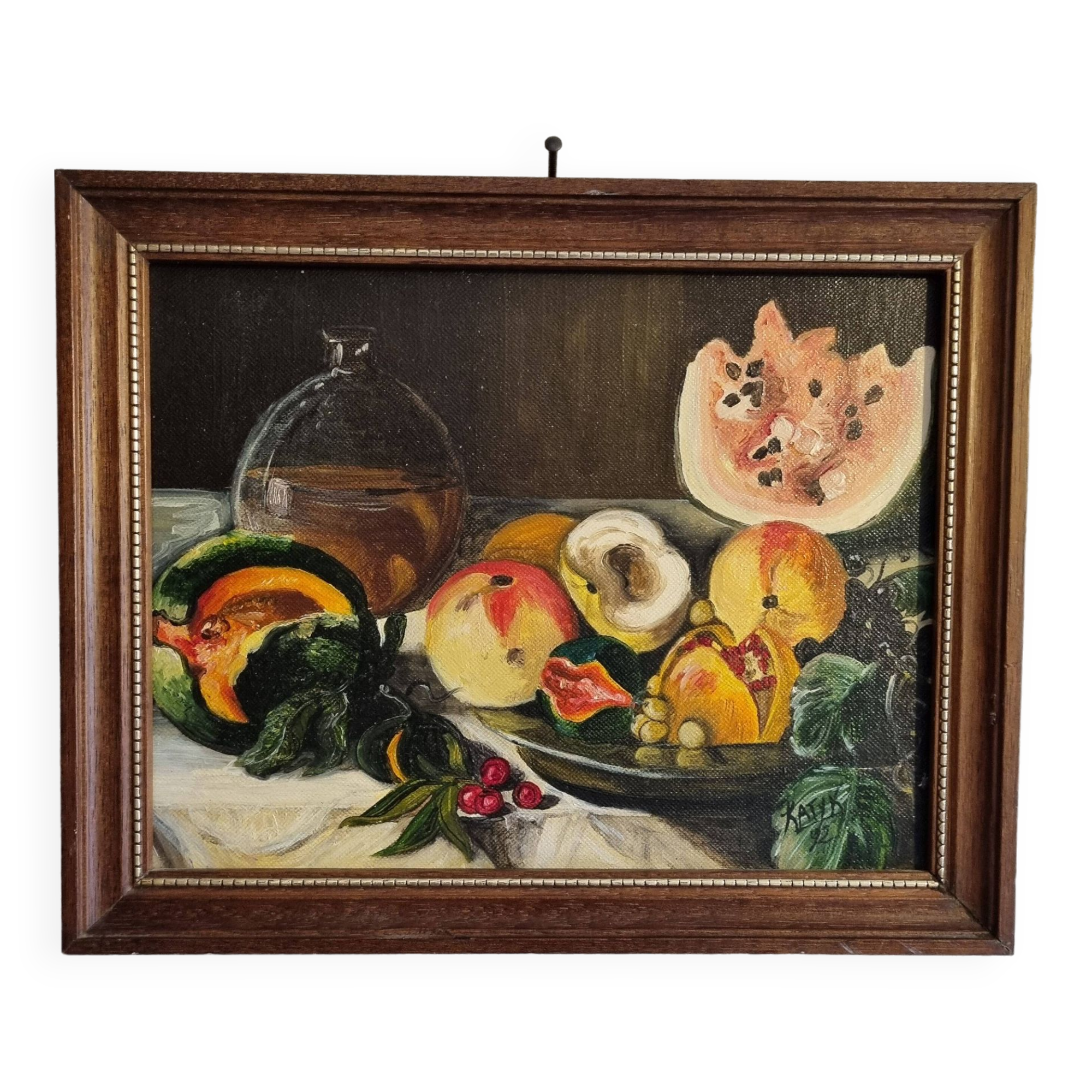 Original still life canvas painting signed