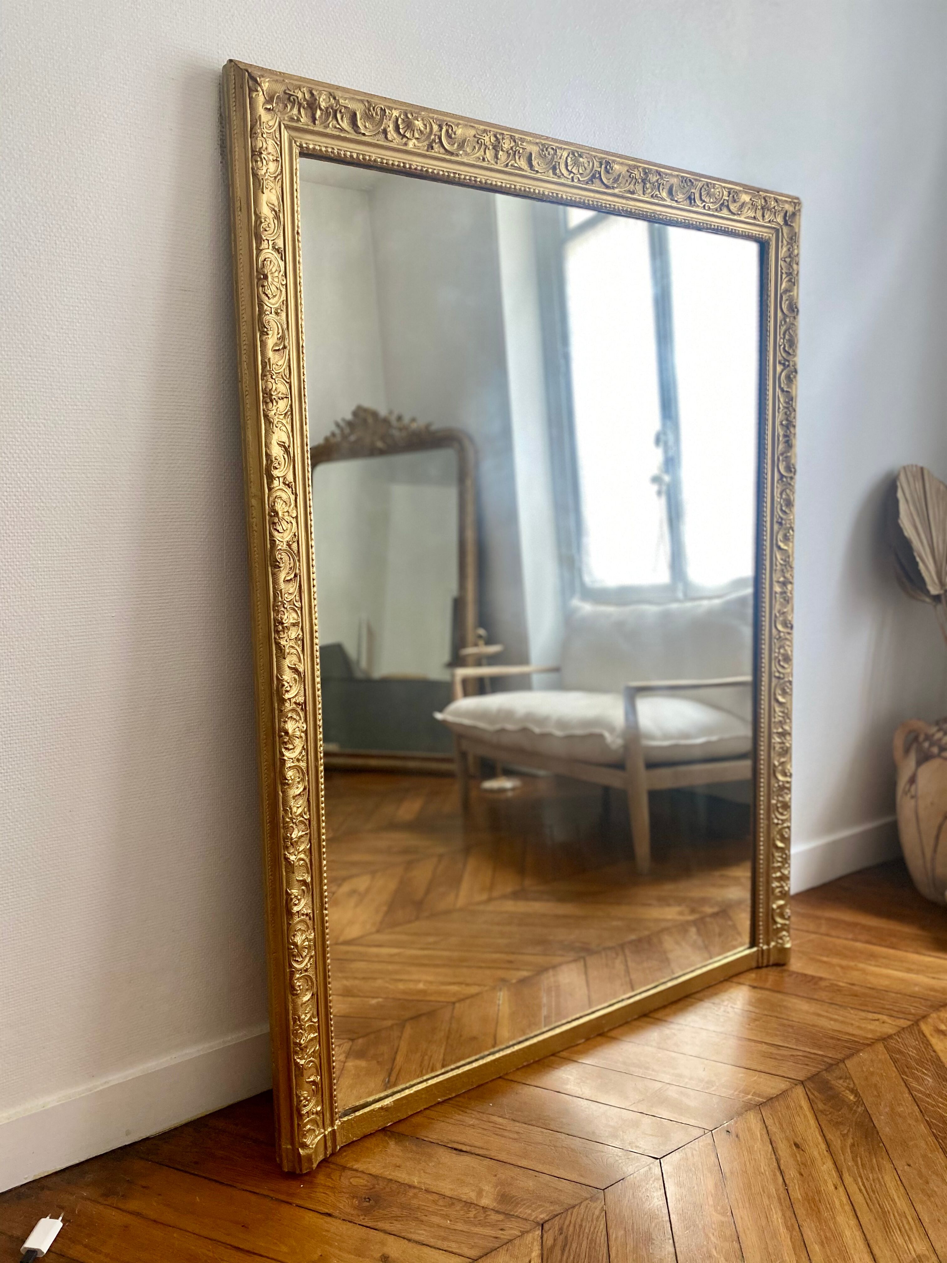 Old rectangular mirror Louise Philippe gilded fireplace 115x156cm