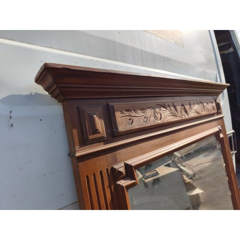 Wooden fireplace mirror