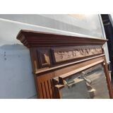 Wooden fireplace mirror