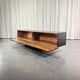 Lowboard moderniste, skaï, bois et inox, 1960